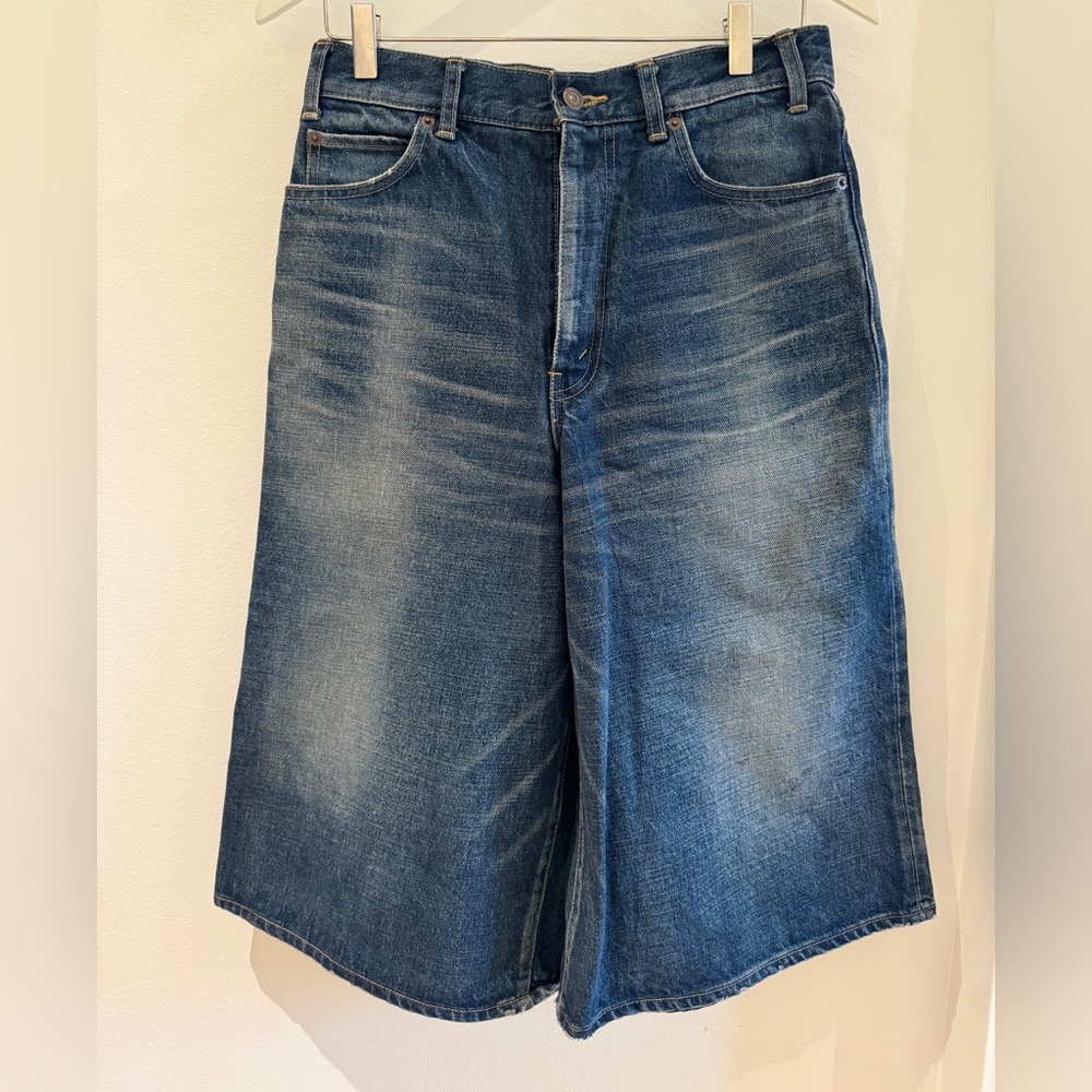 Celine culottes signature in union wash denim